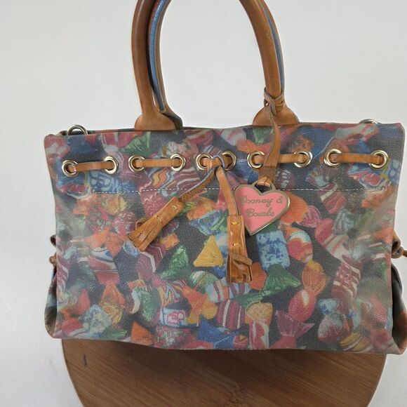 Dooney and Bourke Candy Print Purse, Coated Canvas With Leather Accents Handbag - Picture 1 of 12